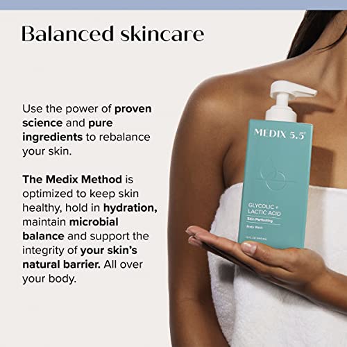Medix 5.5 Vitamin C Body Cream + Glycolic Acid Exfoliating Body Wash + 3% Hyaluronic Acid Hydrating Booster Serum Set
