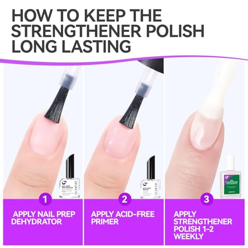 gelike ec 6-in-1 Nail Strengthener & Hardener for Weak, Damaged Nails