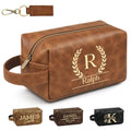 Personalized Leather Toiletry Bag for Men - Custom Engraved, Waterproof