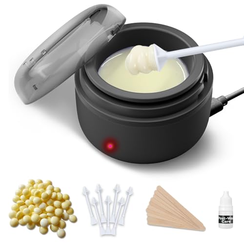 Nose Hair Wax Kit for Men, Nose Wax Removal with 100 g Wax, 40 Applicators, 15-20 Times, Ear Nasal Hair Waxing For Men and Women, Usb Rapid Heating, Constant Temperature, Painless, Black