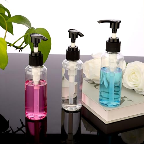 Jansburg 3 Pack 4oz Clear Pump Bottles - Leakproof Dispensers