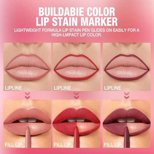 LANGMANNI 12 Color Waterproof Matte Lip Liner Set - Creamy, Highly Pigmented, Long-Lasting