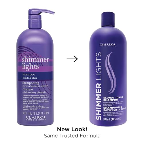 Clairol Professional Shimmer Lights Purple Shampoo| Neutralizes Brass & Yellow Tones | For Blonde, Silver, Gray & Highlighted Hair