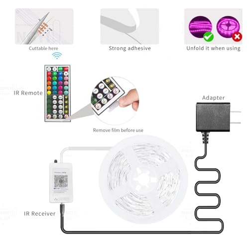 KSIPZE 100ft RGB LED Strip Lights with Music Sync & App Control for Bedroom & Home Decor