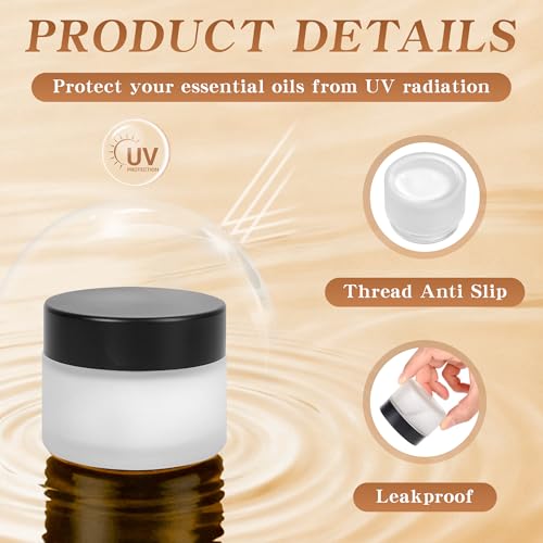 2 oz Glass Jars with Lids, Round Airtight Cosmetic Jars with Inner Liners, Empty Containers for Lotions, Ointments, Candle Making, Creams, DIY Projects (24 Pack, Clear Frosted)