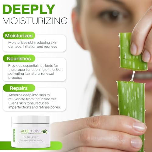 Organic Aloe Vera Face Cream & Body Moisturizing Cream, Natural Aloe Vera Lotion with Vitamin E Oil, Vitamin C, Retinol Cream, Shea Butter ? Anti Aging Face Moisturizer for Women, Dry Skin (2 oz)