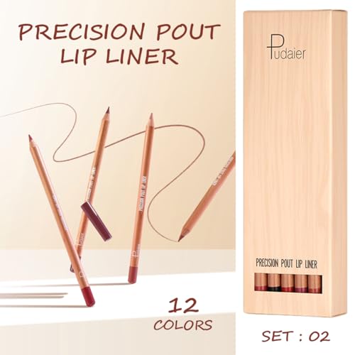 12-Color Matte Lip Liner Set, High Pigment Waterproof Lipliner Kit