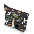 TSOTMO Musical Theatre Makeup Bag, Canvas, Beige, Marble Pattern, Ideal for Women's Cosmetics, Stylish Gift for Broadway Lovers