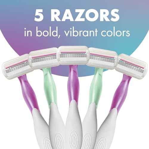 BIC Soleil 3 Sensitive Women's Disposable Razors, 3 Blades With Moisture Strip For a Silky Smooth Shave, 5 Piece Razor Set