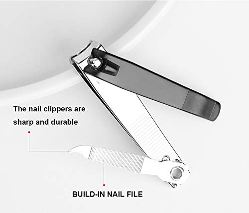 Large Nail Clippers Set - Curved Fingernail & Toenail Clippers with Nail File