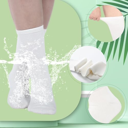 Silicherry Soft Cotton Eczema Socks - White Seamless Moisture Socks (4 Pairs)