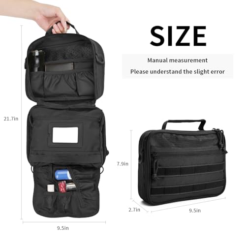 SMONT Tactical Toiletry Bag for Men, 9.5" Hanging Dopp Kit Shaving Hygiene Bag for Traveling Bathroom