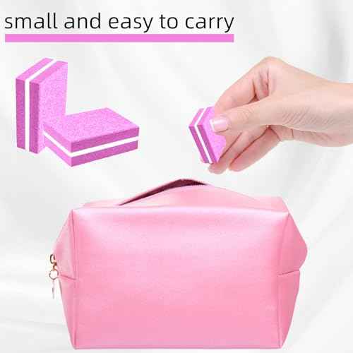 50Pcs Pink Sponge Nail Buffers,100/180 Grit Mini Nail Files,Mini Buffer Block Nail File for Acrylic & Natural Nails,Double-Sided Buffing Blocks for Manicure & Pedicure, Salon & Home Use