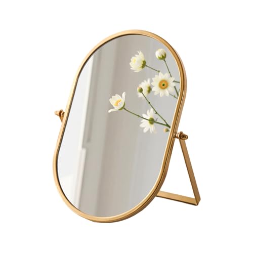 Tabletop Mirrors Makeup Mirror Portable Vanity with Metal Frame Desk Table Mirror with 180¡ÆAdjust Dressing Room Rotate Good for Bedroom Bathroom