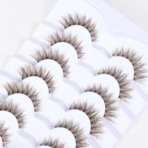 Brown False Eyelashes 7 Pairs Natural Wispy 3D Lashes