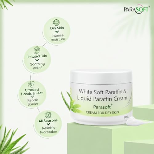 Parasoft Moisturizing Cream with White Soft Paraffin & Liquid Paraffin (200 g / 7.05 oz) Nourishing Daily Hydration Cream for Dry Skin