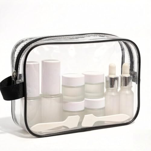 18Pc Glass Travel Bottles Set - TSA Approved, Frosted White