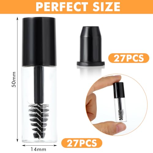 27Pcs 3ml Empty Mascara Tubes with Wands & Stoppers