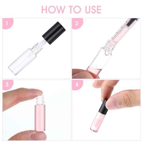 100 Pcs Mini Lip Gloss Tubes, Refillable Lip Balm Bottle Transparent Empty Containers Travel Personal Cosmetic Inserts Cosmetic Tools Mini Lipstick Containers for Women DIY Makeup