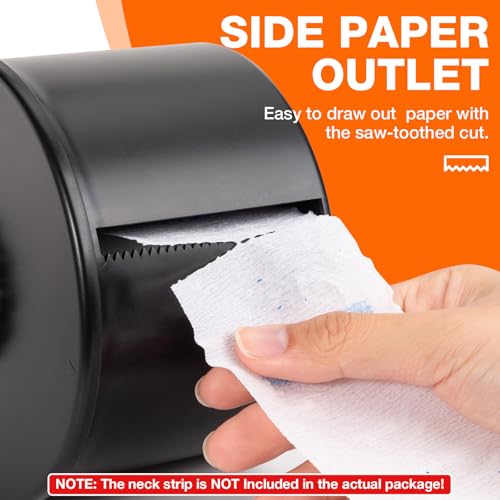 Neck Strip Dispenser, Black Barber Neck Strip Holder Dispenser with 4PCS Adhesive Pads for Wall Mounting Hanging Up, Neck Strip Paper Roll Dispenser Neck Strip Container for Hair Salon & Barber Shop