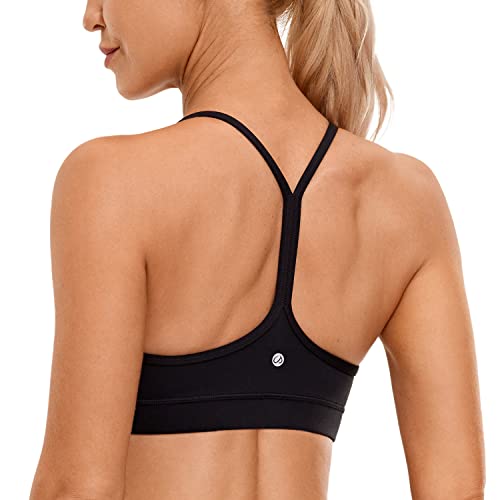 CRZ YOGA Butterluxe Womens Y Back Sports Bra - Padded Racerback Low Impact Spaghetti Thin Strap Workout Yoga Bra Royal Lilac Medium