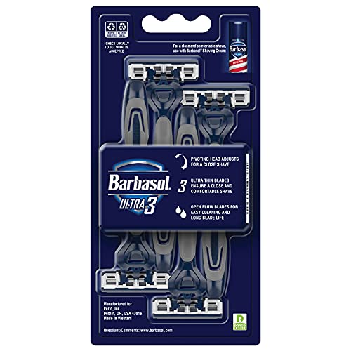 Barbasol Ultra 3 Premium Disposable Razor Value Pack Bundle (3 Packs/12 Total Razors)
