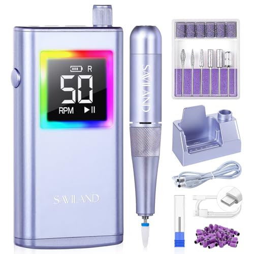 SAVILAND Purple Pro 50000RPM Electric Nail Drill for Acrylic Nails Fast Removal