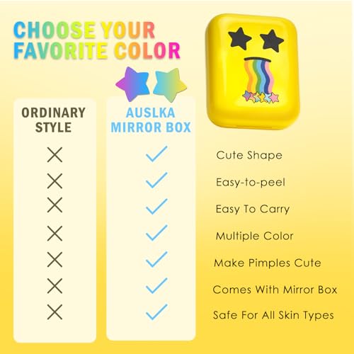 AUSLKA Star Pimple Patches - 150 Count - Hydrocolloid Pimple Patches,Cute Star Shape, 6 Colors,Spot Stickers For Face And Skin,Temporary Mirror