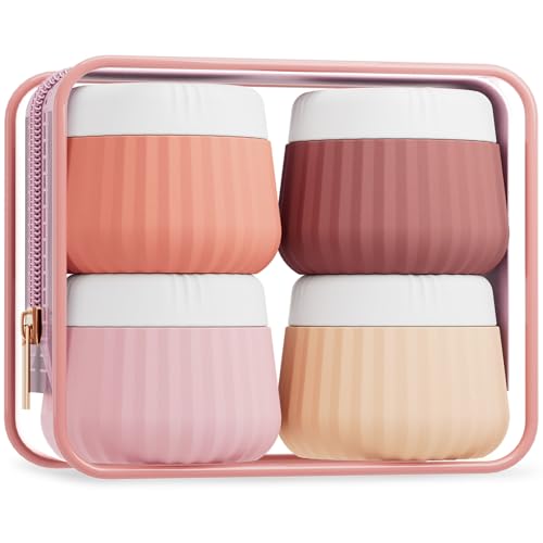 TSA Approved Travel Toiletry Containers 4 Pack with Leak-Proof Silicone Jars