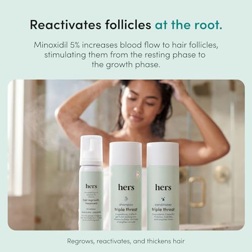 hers Triple Threat Shampoo, Conditioner & Minoxidil Set - 5% Foam