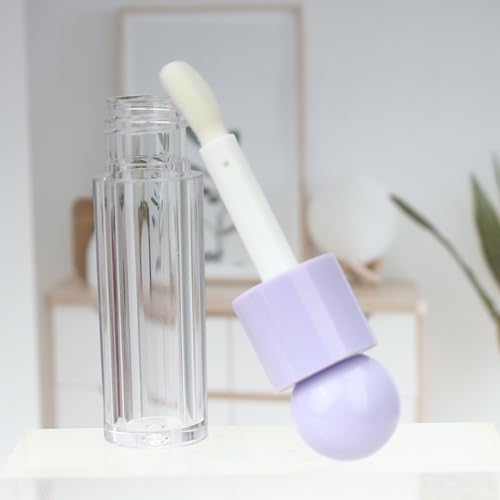 COSIDEA 16pcs 6ml 0.2oz Round Purple big doe foot wand lip gloss tubes for DIY unique lipgloss containers tubes with thick brush
