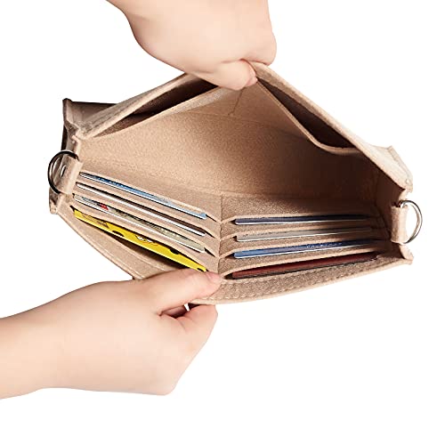 Vercord Felt Purse Insert Organizer LV 26 19 Toiletry Pouch Insert with D Ring Attach Chain Strap