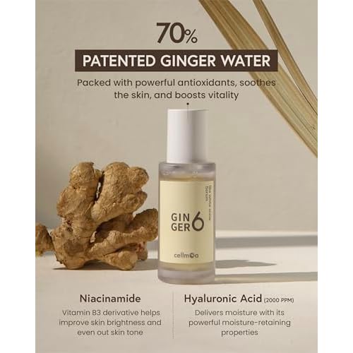 Face Serum - 70% Ginger Water, Deep Hydration with Niacinamide and Hyaluronic Acid, Revitalizing Korean Skincare for Glowing Skin, 1 fl oz