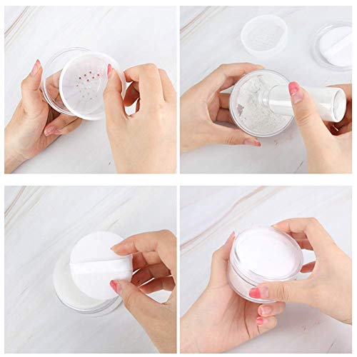 2Pc 50g Refillable Loose Powder Container with Sifter