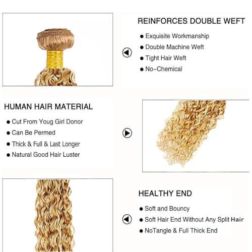 DiexrLamx Gold Blonde Honey Blonde Kinky Curly Hair Bundles 20-24 Inch 150g - 3 Pack GP27613-Gold-Blonde