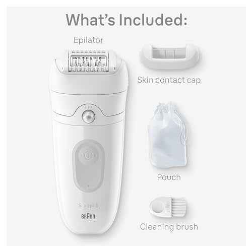 Braun Epilator Silk-?pil 5, Hair Removal Device, Women Shaver & Trimmer, Wet and Dry, Includes Skin Contact Cap, SE5-011, Grey