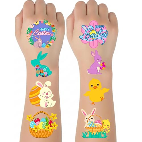 ArtCreativity 240 Pcs Easter Individual Temporary Tattoos for Kids - Pack of 240, 2 Inch Tattoos in 8 Festive Designs - Easter Basket Stuffers and Egg Fillers for Kids