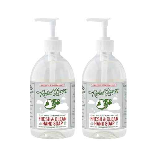 Rebel Green Fresh & Clean Hand Soap - Moisturizing Natural Liquid Hand Soap for Bathroom & Kitchen - Unscented, 12 Fl oz, Pack of 2