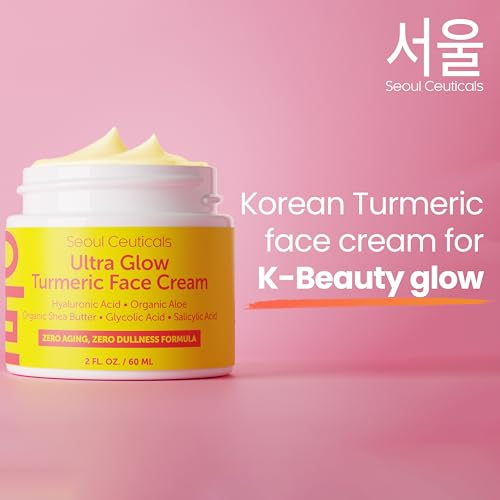 SeoulCeuticals Korean Skin Care Turmeric Cream – Korean Face Moisturizer for Dull Dry Skin - Korean Beauty Skincare K Beauty for Glowing Skin 2oz