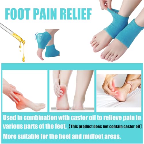 Castor Oil Pack Wrap Heel Socks for Plantar Fasciitis & Cracked Heels - 2 Pairs