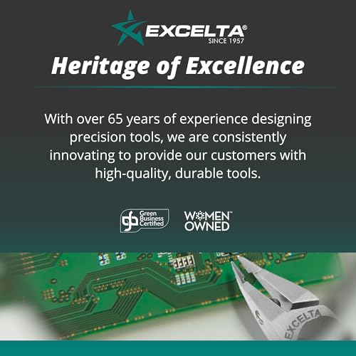 Excelta 3C-SA-ET Straight Very Fine Precision Pointed Tweezers, Ergo-Tweeze TealShield Soft Cushioned Grips, Anti-Magnetic Neverust Stainless Steel, 4.75¡± Long, Swiss Made, Professional