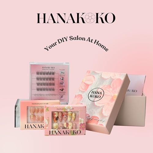 Hanakoko Press on Nails Handmade Nails 3D Press on Nails Short Medium Oval Almond Nails Fake Nails Glitter Cat Eye Nails Gel Nails Durable Reusable False Nails 10 Pcs (Gold Plum, S)