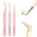 Oranllow 3 Pcs Precision Fiber Tip Lash Tweezers Set for Eyelash Extensions - Variation 3