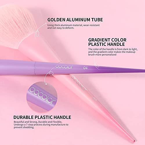 Docolor 17Piece Colorful Makeup Brushes Set With 1PCS Eyelash Comb Curler Eyelash Separator Mascara Applicator,Premium Kabuki Foundation Blending Face Powder Synthetic Make Up Brush Set