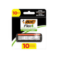 BIC Flex 4 Refillable Razors for Men, Long-Lasting 4 Blade Razor Refills for Sensitive Skin, 10 Razor Cartridges