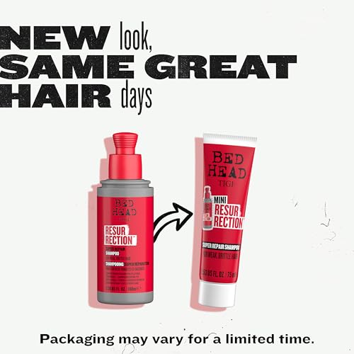 Bed Head by TIGI Resurrection Super Repair Shampoo Travel Mini ? Repairing shampoo for dry, brittle and damaged hair with added moisture and nourishment??, 2.53 fl oz (Pack of 2)
