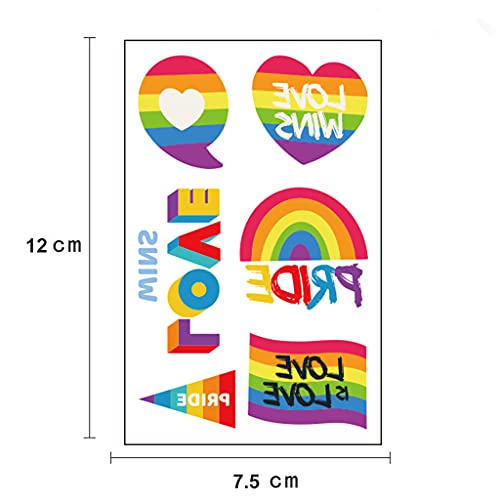 Pride Day Rainbow Temporary Tattoos, 73pcs LGBTQ Fake Tattoo Designs, Gay Parade Body Painting Party Celebration Personality Decoration, Waterproof Stickers, Heart Love Stripes Art Favor Supplies