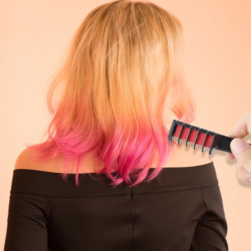 12-Color Washable Hair Chalk Combs - Temporary Hair Dye