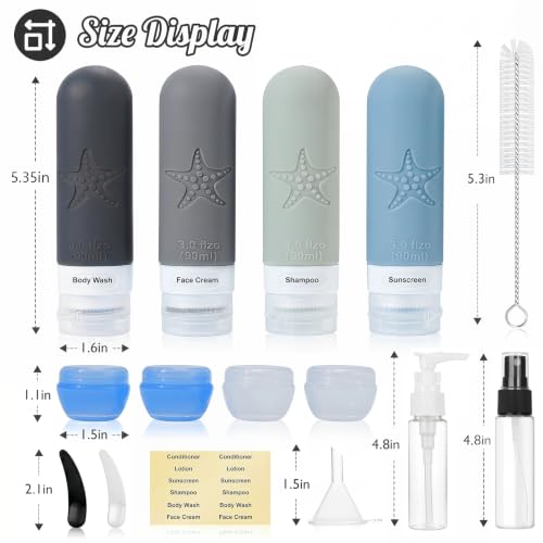 18-Pack Travel Bottles Set, TSA Approved, Leak-Proof Silicone