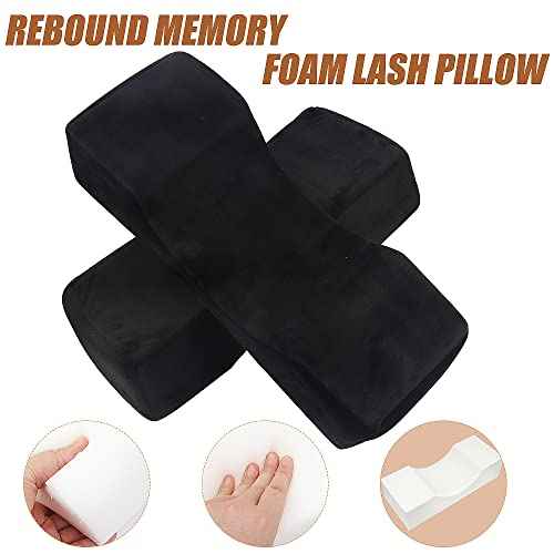 Eyelash Extension Velvet Lash Pillow Beauty Salon Memory Foam Neck Pillow for Lash Extension Grafting Make Up (Black)